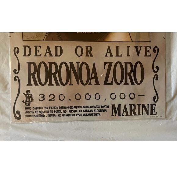 One Piece Wallcovering Poster WANTED Dead or Alive RORONA ZORO - Made in Japan - Picture 3 of 6